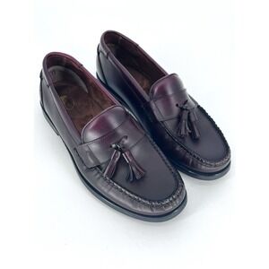 French Shriner Gaffney Mens 10M Burgandy Loafers  Slip-On Tassels Leather